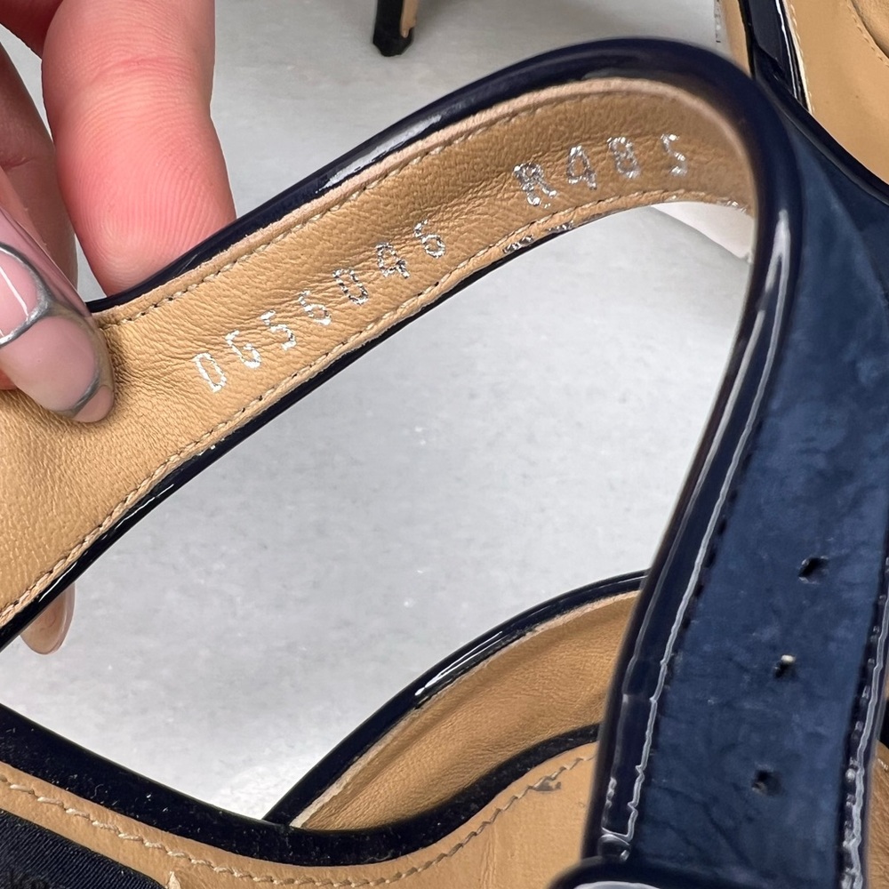 SALVATORE FERRAGAMO PEEP TOE BLUE WOMENS HEELS WOMENS SZ 9 - Picture 9 of 11